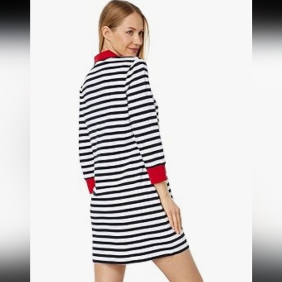 Tommy Hilfiger Classic Tennis Prep Red White Navy Blue Johnny Collar Polo Dress - Picture 2 of 6